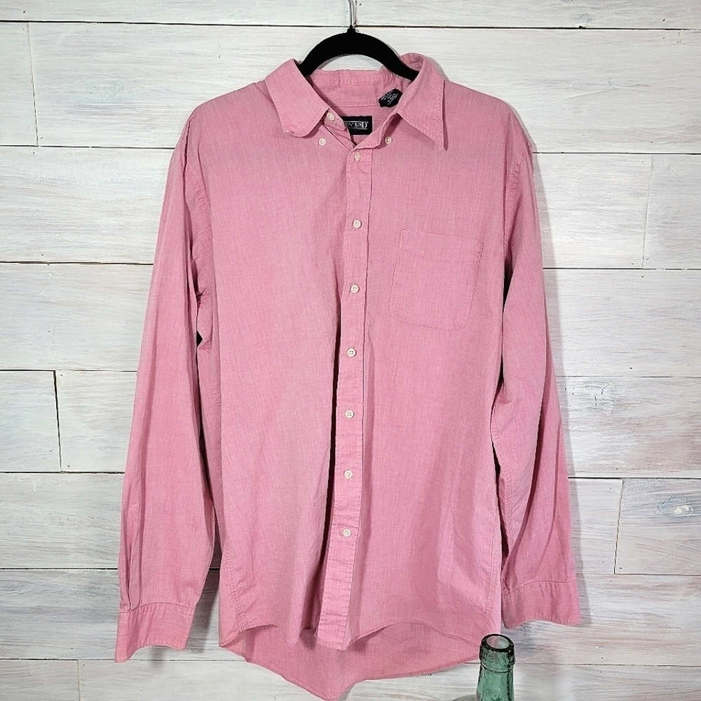 Lands' End shirt Size 17 - 37 Tall Dress shirt Pink button down collar